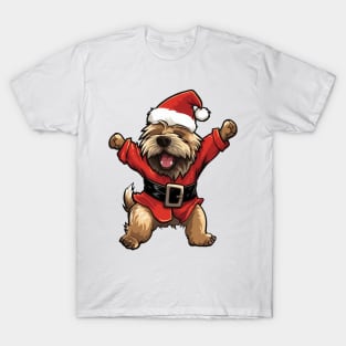 Cartoon Christmas Briard Dog Dancing T-Shirt